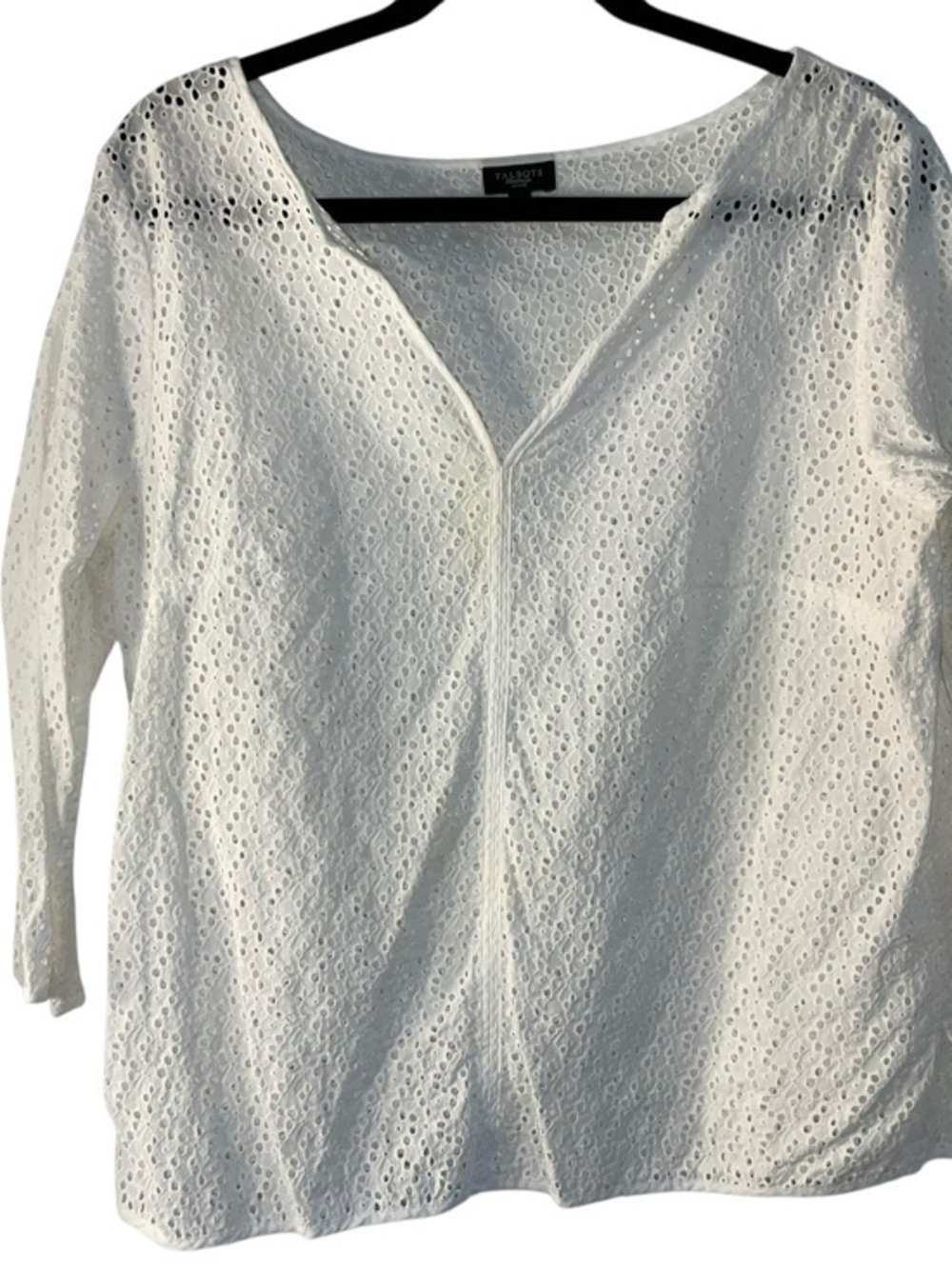 Talbots White Eyelet Scoop Neck Top